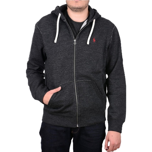 Polo Ralph Lauren Black Heather Fleece Full-Zip Hoodie - Picture 3 of 4